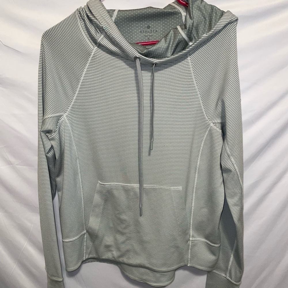 Athleta Gray Striped Hoodie - Picture 1 of 5
